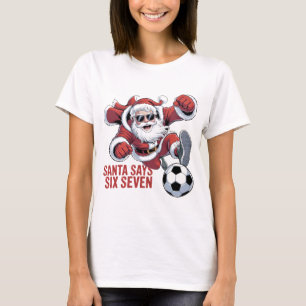 Grappige Kerstman Voetbal Bal Trakteer T-shirt   C