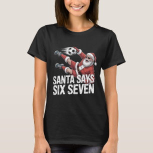 Grappige Kerstman Voetbal Bal Trakteert Graphic Te T-shirt