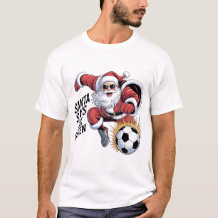 Grappige Kerstman Voetbal Kicken Bal Grafische T-s T-shirt