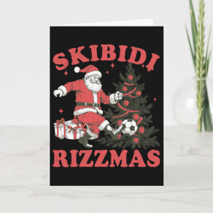 Grappige Kerstman Voetbal Skibidi Rizzmas Kerstboo Kaart