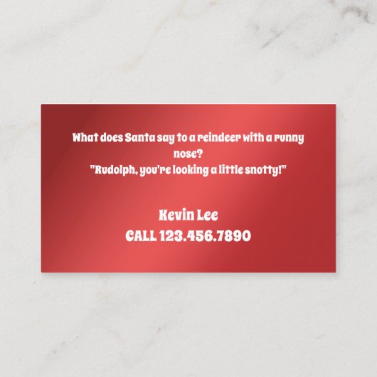 Grappige Kerstman voor Hire Visitekaartje (Achterkant)