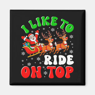 Grappige Kerstman waar ik graag bovenop rij Kerstk Magneet