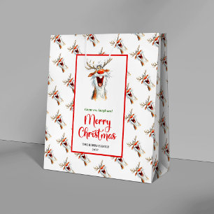 Grappige Kerstman waterverf feestelijke cadeautas 