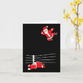 Grappige Kerstman worstelen Kerstmis Kaart (Gele Bloem)