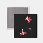 Grappige Kerstman worstelen Kerstmis Magneet (Voorkant / Achterkant)