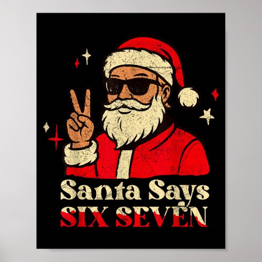 Grappige Kerstman Zegt Zes Zeven 67 Meme Kerstvaka Poster (Voorkant)