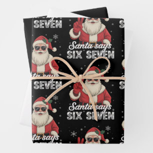 Grappige Kerstman Zegt Zes Zeven Kerstmis 67 Meme Inpakpapier Vel