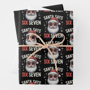 Grappige Kerstman Zegt Zes Zeven Kerstmis 67 Meme Inpakpapier Vel