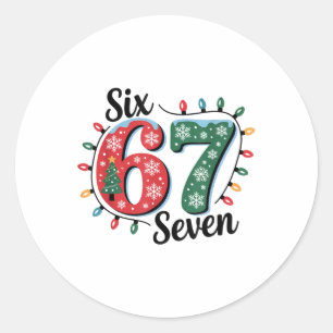 Grappige Kerstman Zegt Zes Zeven Kerstmis 67 Meme Ronde Sticker