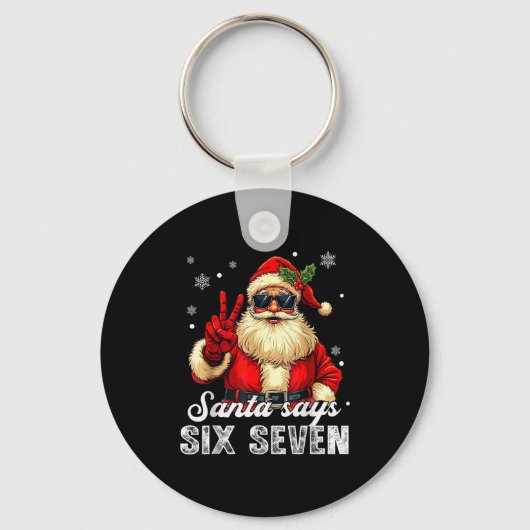 Grappige Kerstman Zegt Zes Zeven Kerstmis 67 Meme Sleutelhanger (Voorkant)