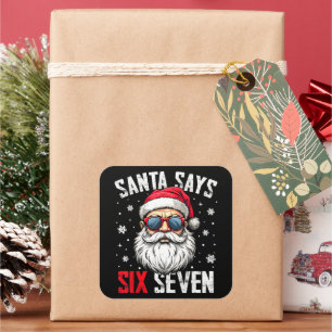 Grappige Kerstman Zegt Zes Zeven Kerstmis 67 Meme Vierkante Sticker
