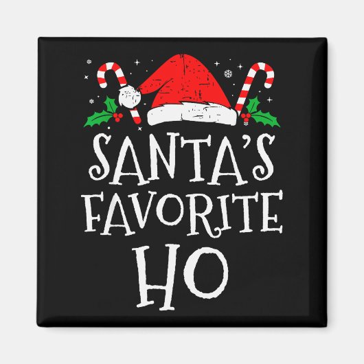 Grappige Kerstmannen Favoriete Ho Stoute Pyjama Magneet (Voorkant)