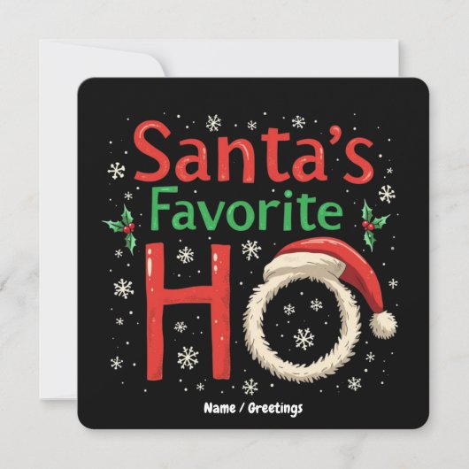 Grappige Kerstman's Favoriete Ho Xmas Pyjama Kaart (Voorkant)