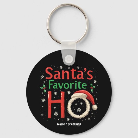 Grappige Kerstman's Favoriete Ho Xmas Pyjama Sleutelhanger (Voorkant)
