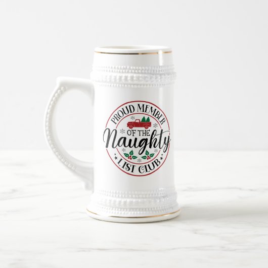 Grappige Kerstman's lijst woordkunst Bierpul (Links)