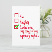 Grappige Kerstman's Ondeugend of Nice Feestdagenkaart (Staand voorkant)
