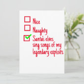 Grappige Kerstman's Ondeugende Lijst Feestdagenkaart (Staand voorkant)