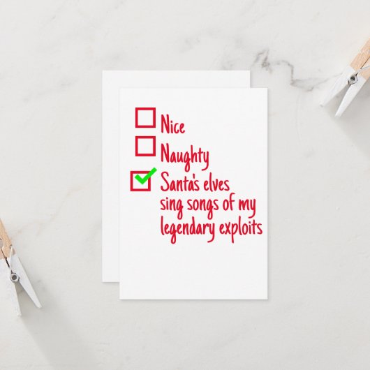 Grappige Kerstman's Ondeugende Lijst Kaart (Voorkant / Achterkant in situ)