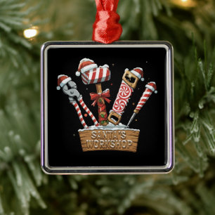 Grappige Kerstmans Werkplaats Snoepriet Handyman G Metalen Ornament