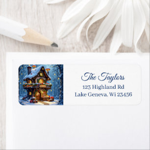Grappige Kerstman's Workshop Kerstmis Etiket