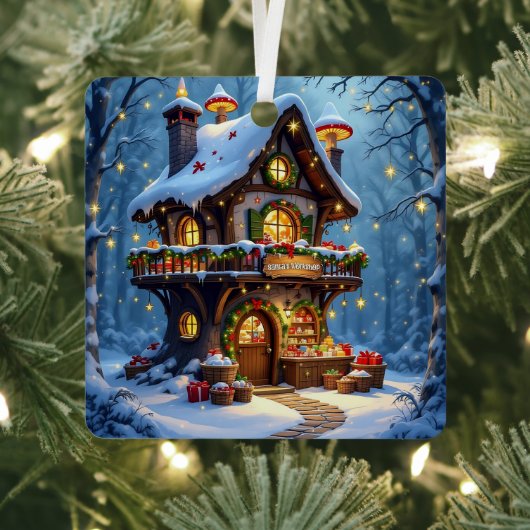 Grappige Kerstman's Workshop Kerstmis gepersonalis Metalen Ornament (Insitu)