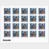 Grappige Kerstman's Workshop Kerstmis Vierkante Sticker (Vel)
