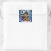 Grappige Kerstman's Workshop Kerstmis Vierkante Sticker (Tas)