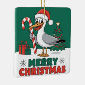 Grappige Kerstmeeuw Chip - Kerstmeeuw Keramisch Ornament (Rechts)