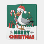 Grappige Kerstmeeuw Chip - Kerstmeeuw Keramisch Ornament (Links)