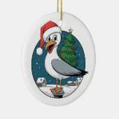 Grappige Kerstmeeuw Chip - Kerstmeeuw Keramisch Ornament (Rechts)