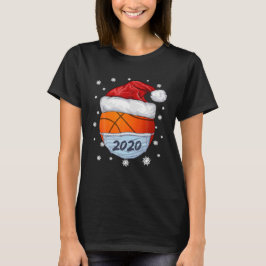 Grappige Kerstmis 2020 Basketbal Santa Hoed Dragen T-shirt