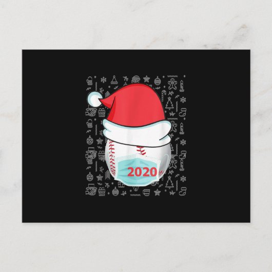 Grappige Kerstmis 2020 Honkbal Kerstman Hoed Feestdagenkaart (Voorkant)