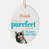 GRAPPIGE Kerstmis 2020 Kerstbal Kat en Toiletpapie Keramisch Ornament (Rechts)