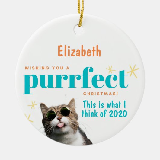 GRAPPIGE Kerstmis 2020 Kerstbal Kat en Toiletpapie Keramisch Ornament (Voorkant)