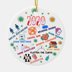 grappige kerstmis 2020 rond de pandemie keramisch ornament