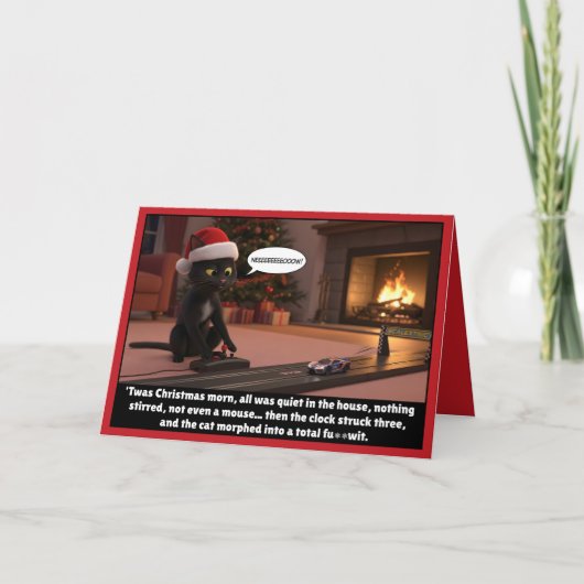 Grappige Kerstmis 3 uur 's nachts Kat Kaart (Voorkant)
