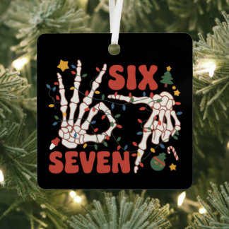 Grappige Kerstmis 67 Skelet Hand Zes Zeven Kerstmi Metalen Ornament
