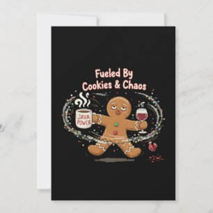 Grappige Kerstmis Aangedreven door koekjes en ch Bedankkaart