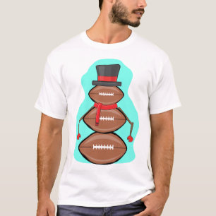 Grappige Kerstmis American Football Sneeuwman T-shirt