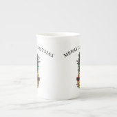 Grappige Kerstmis Ananas met String Lights Porselein Kop (Voorkant)