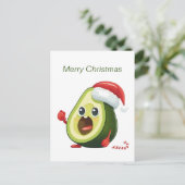 Grappige Kerstmis Avocado in Kerstmannenhoed Feestdagenkaart (Staand voorkant)