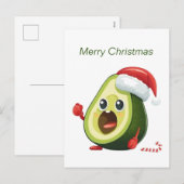 Grappige Kerstmis Avocado in Kerstmannenhoed Feestdagenkaart (Voorkant / Achterkant)