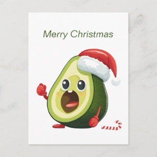 Grappige Kerstmis Avocado in Kerstmannenhoed Feestdagenkaart