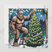Grappige Kerstmis Bigfoot Sasquatch gepersonalisee Feestdagenkaart (Voorkant)