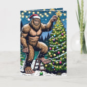 Grappige Kerstmis Bigfoot Sasquatch gepersonalisee Kaart (Voorkant)