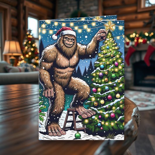 Grappige Kerstmis Bigfoot Sasquatch gepersonalisee Kaart