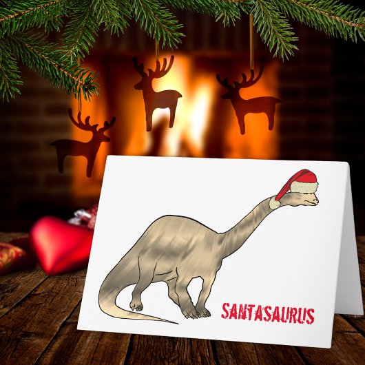 Grappige Kerstmis Brontosaurus Kerstman Dinosaurus Kaart