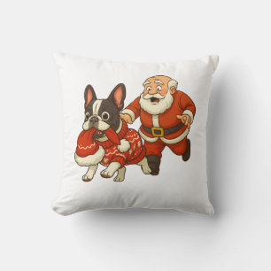 Grappige Kerstmis Bulldog Steelt Sinterklaas Hoed Kussen