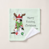 Grappige Kerstmis Calico Kat Bad Handdoek (Wasdoekje)
