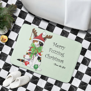 Grappige Kerstmis Calico Kat Badmat
